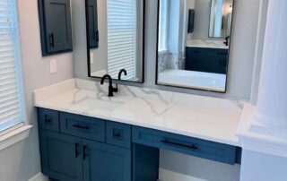 blue-bathroom-cabinets White Countertops | Apex Quarts USA